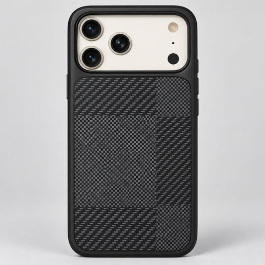 Black Carbon Check Case for iPhone 17 Pro Max