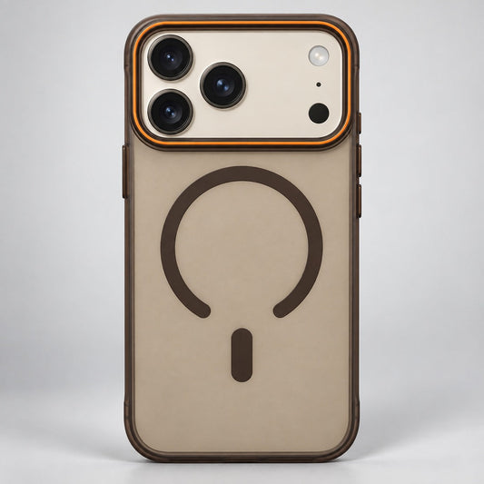 Beige and Brown Magnetic Ring Case for iPhone 17 Pro Max