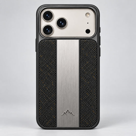 Charcoal Textured Case with Silver Stripe for iPhone 17 Pro Max