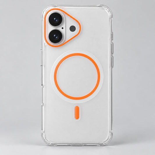 Clear Case with Orange Camera Trim for iPhone 17