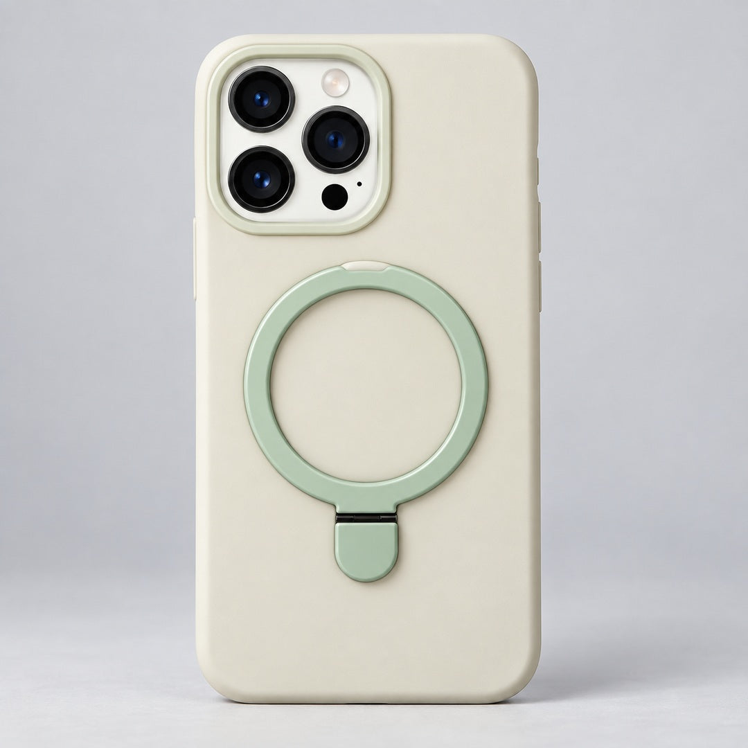 Cream and Mint Magnetic Ring Case for iPhone 14 Pro Max