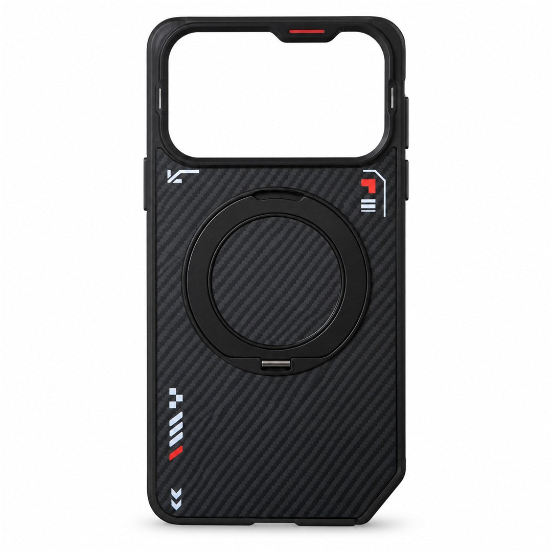 iPefet Carbon-Pattern Ring Stand Case for iPhone 17 Pro Max - Black
