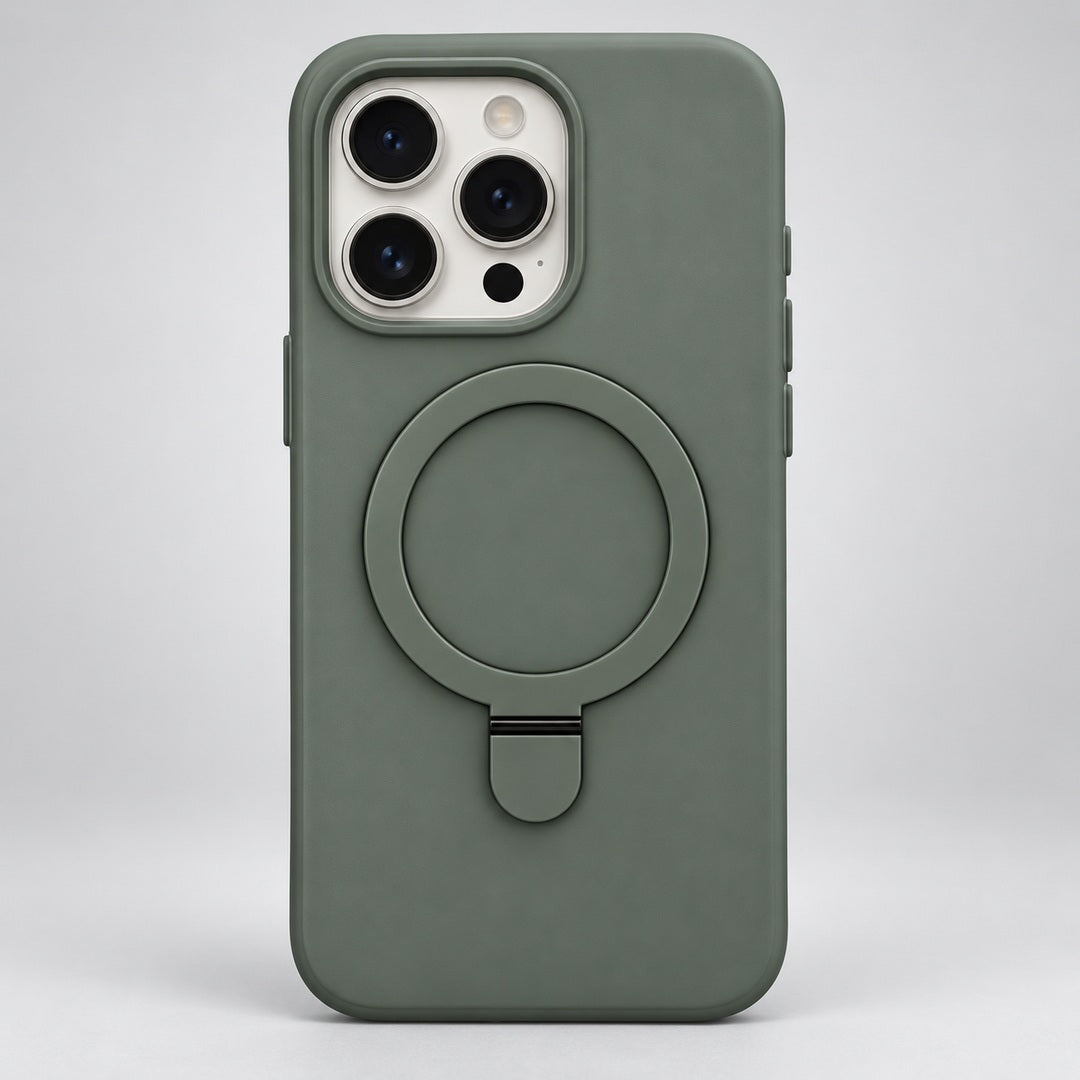 Sage Green Magnetic Ring Case for iPhone 15 Pro