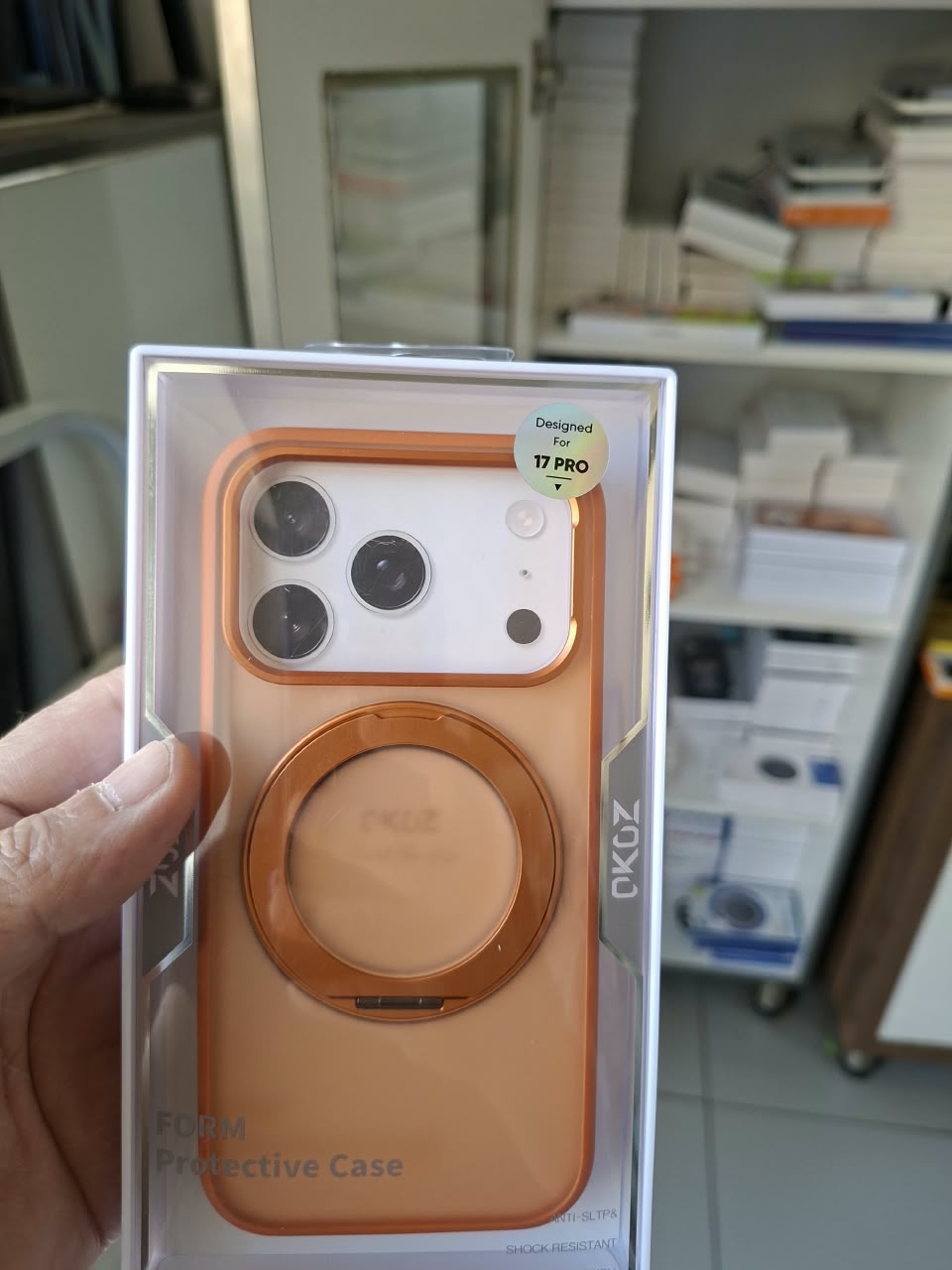 Orange Ring Stand Protective Case for iPhone 17 Pro - Orange